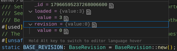 Screenshot of the BASE_REVISION global variable